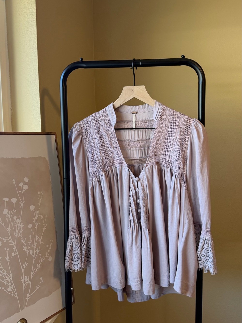 Free People Lace Detail Boho Blouse